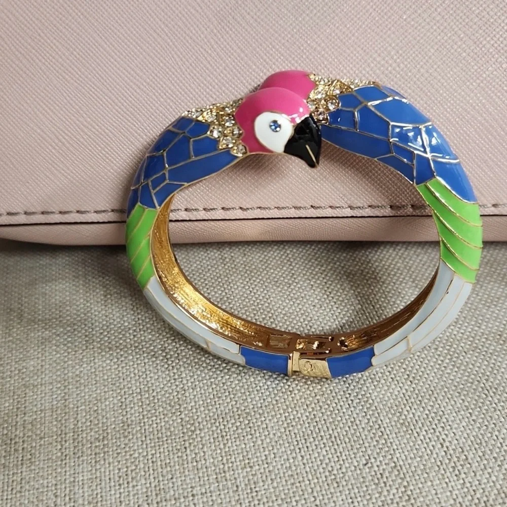 Tropical Parrot Enamel Hinged Bangle Bracelet Colorful Statement (BR1212/5)